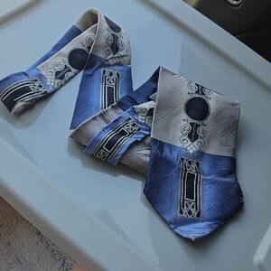 (J28) Elegant Blue and Gray Men's Tie